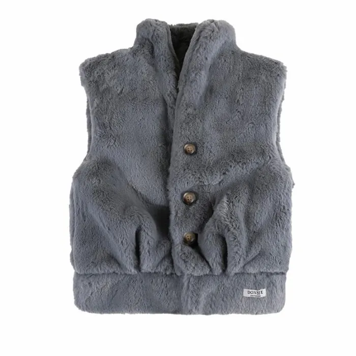 Donsje Amsterdam Jackets and Gilets Girls Juline Bodywarmer Lava Grey Teddy