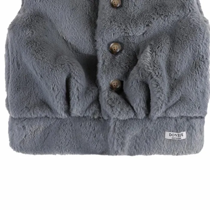 Donsje Amsterdam Jackets and Gilets Girls Juline Bodywarmer Lava Grey Teddy