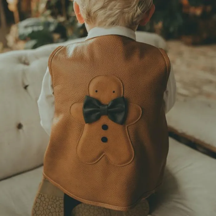 Donsje Amsterdam Jackets and Gilets Girls Lige Gilet Toast Grain Leather
