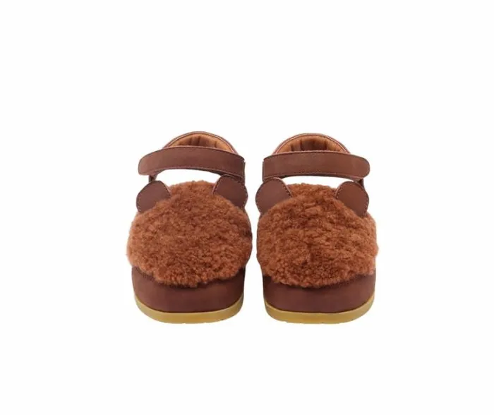 Donsje Amsterdam Sandals Girls Els Sandals Brown Curly Sheep Wool