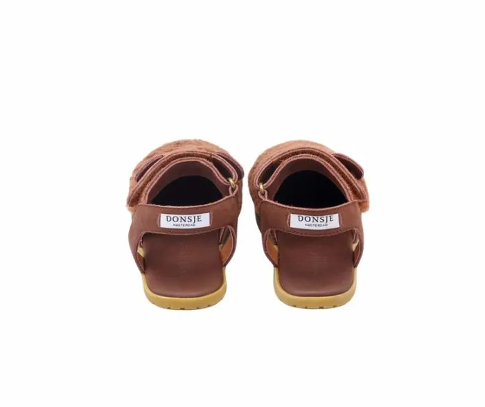 Donsje Amsterdam Sandals Girls Els Sandals Brown Curly Sheep Wool