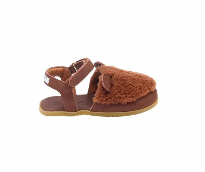 Donsje Amsterdam Sandals Girls Els Sandals Brown Curly Sheep Wool