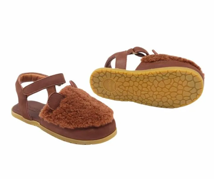 Donsje Amsterdam Sandals Girls Els Sandals Brown Curly Sheep Wool