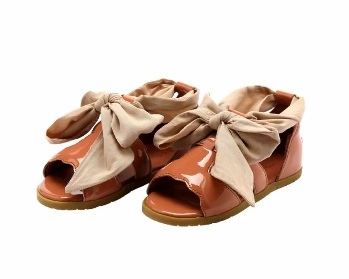 Donsje Amsterdam Sandals Girls Sandy Walnut Patent Leather