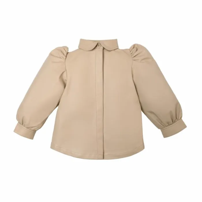 Donsje Amsterdam Shirts and Blouses Girls Boa Leather Blouse Light Beige Leather