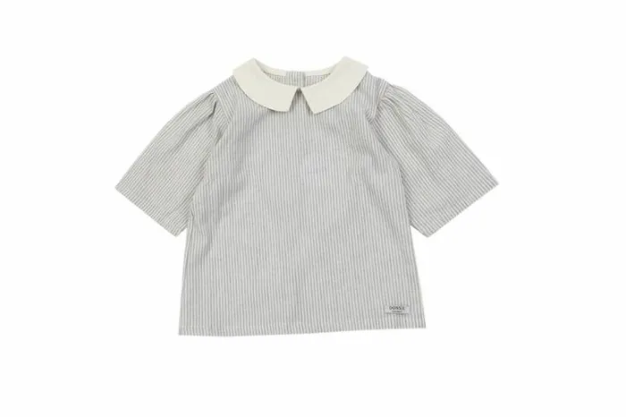 Donsje Amsterdam Shirts and Blouses Girls San Blouse Light Grey Striped
