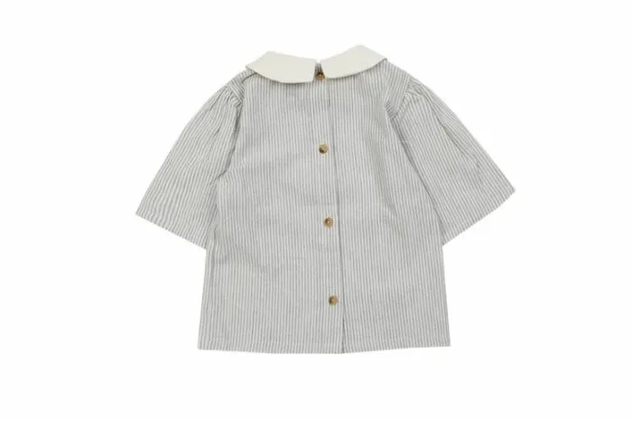 Donsje Amsterdam Shirts and Blouses Girls San Blouse Light Grey Striped