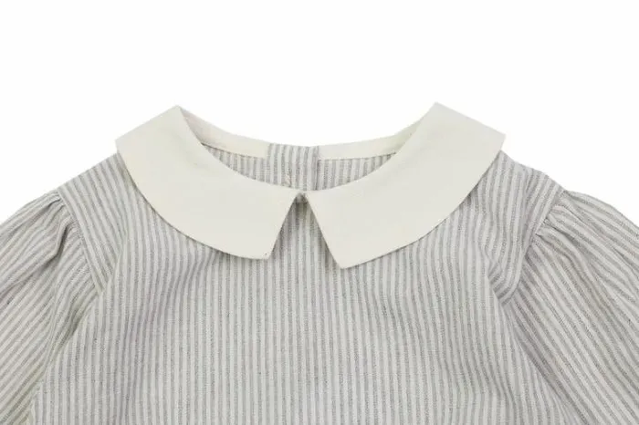 Donsje Amsterdam Shirts and Blouses Girls San Blouse Light Grey Striped