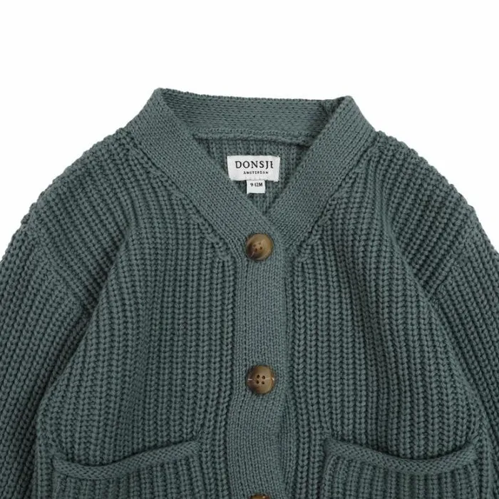 Donsje Amsterdam Sweaters and Cardigans Baby Timeo Cardigan Green Bay