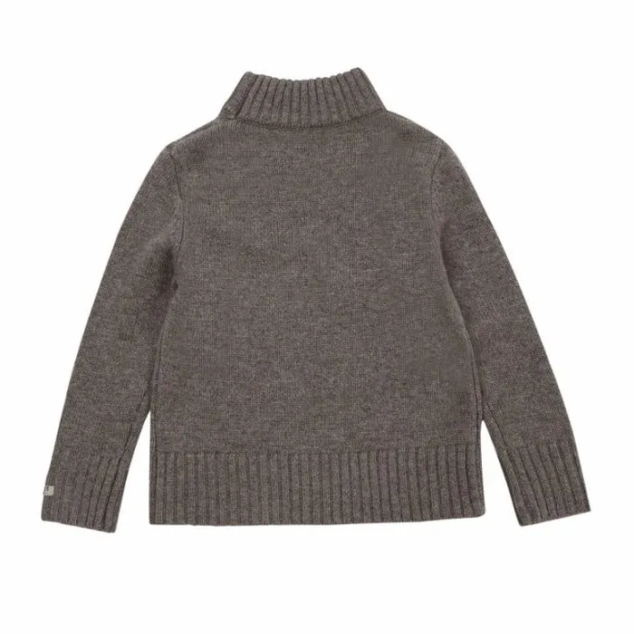 Donsje Amsterdam Sweaters and Cardigans Boys Vilno Merino Wool Sweater Dark Taupe Melange