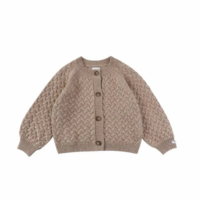 Donsje Amsterdam Sweaters and Cardigans Girls Loena Cardigan Latte Melange