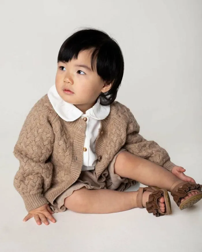 Donsje Amsterdam Sweaters and Cardigans Girls Loena Cardigan Latte Melange