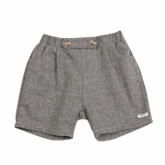 Donsje Amsterdam Trousers and Leggings Girls Fifi Shorts Woody Brown Tweed