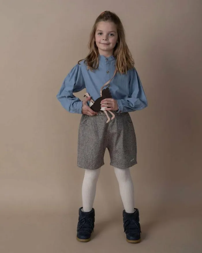Donsje Amsterdam Trousers and Leggings Girls Fifi Shorts Woody Brown Tweed