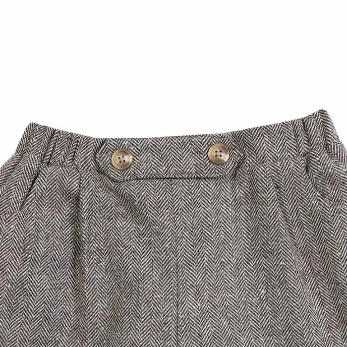 Donsje Amsterdam Trousers and Leggings Girls Fifi Shorts Woody Brown Tweed