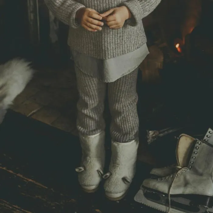 Donsje Amsterdam Trousers and Leggings Girls Pem Merino Wool Trousers Beige Melange