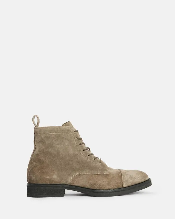 Drago Suede Lace Up Boots Khaki Men AllSaints Shoes and Boots