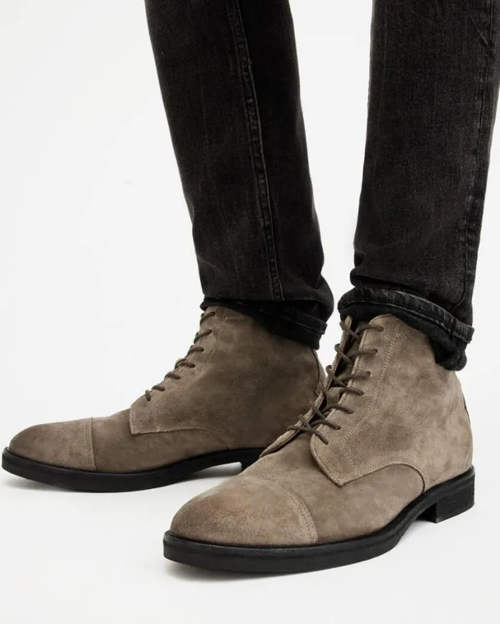 Drago Suede Lace Up Boots Khaki Men AllSaints Shoes and Boots