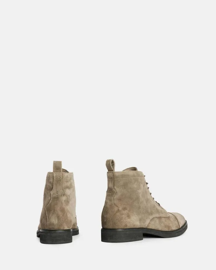 Drago Suede Lace Up Boots Khaki Men AllSaints Shoes and Boots