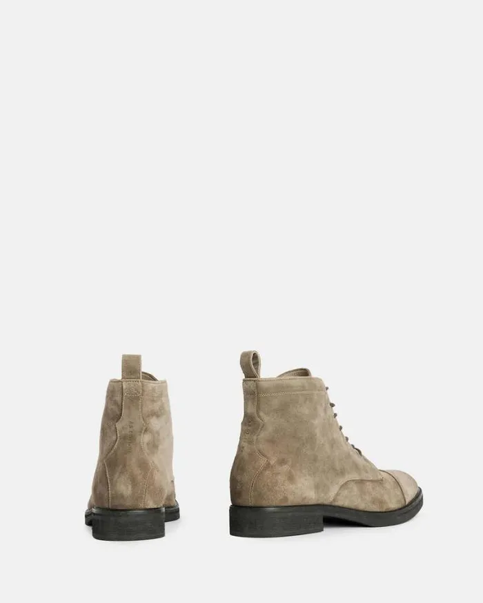 Drago Suede Lace Up Boots Khaki Men AllSaints Shoes and Boots