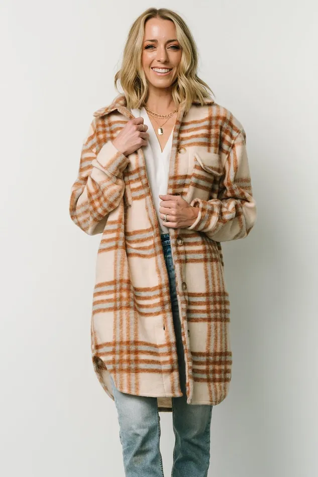 Durango Plaid Shacket Oatmeal Mocha Women Baltic Born Outerwear