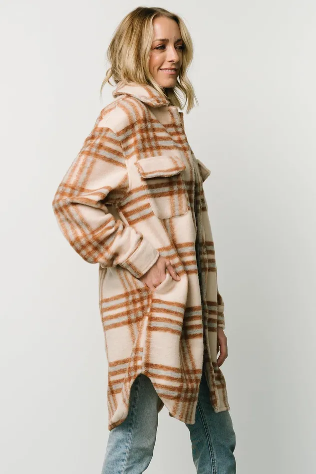 Durango Plaid Shacket Oatmeal Mocha Women Baltic Born Outerwear