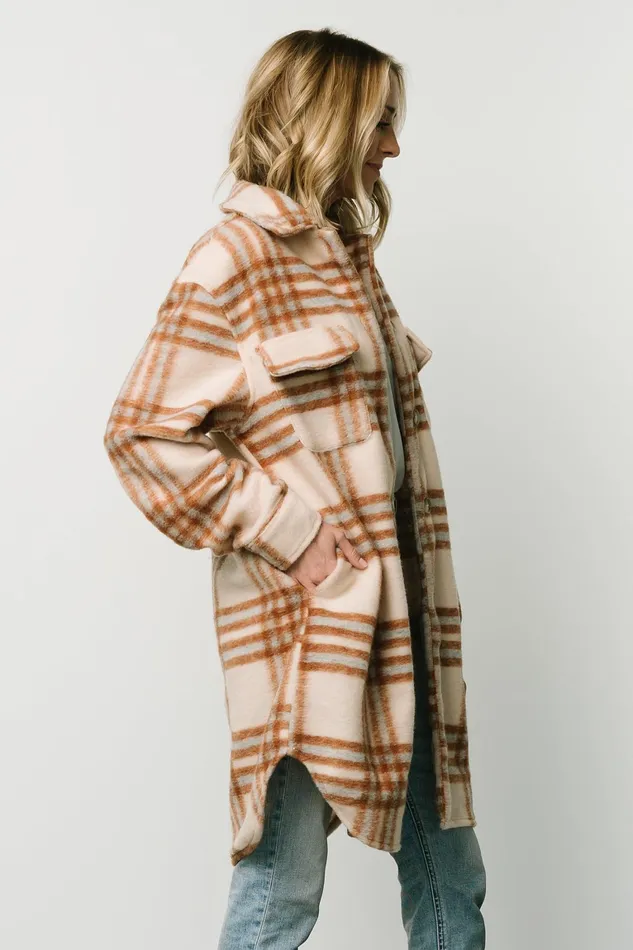 Durango Plaid Shacket Oatmeal Mocha Women Baltic Born Outerwear