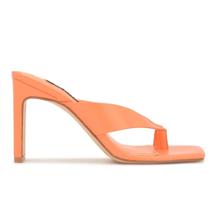 Durlife Heeled Thong Sandals Orange Women Nine West Dress