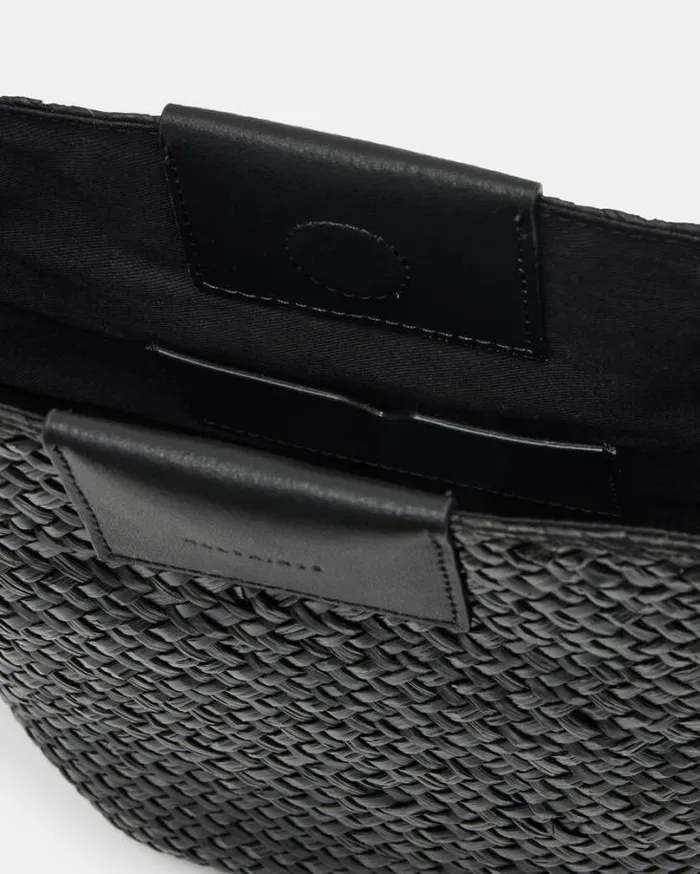 Ebro Straw Crossbody Bag Black Women AllSaints Accessories