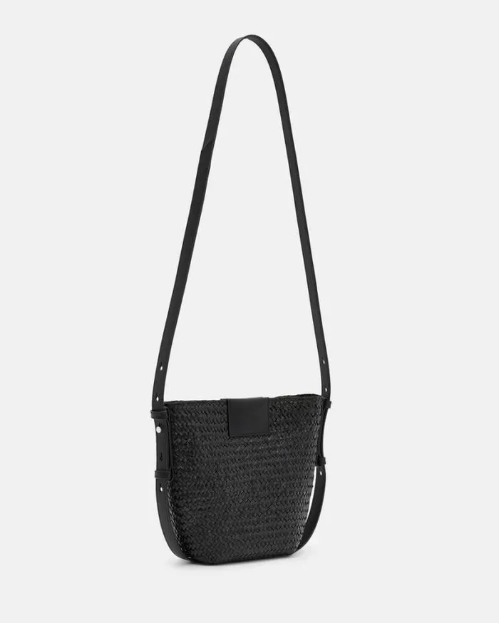 Ebro Straw Crossbody Bag Black Women AllSaints Accessories