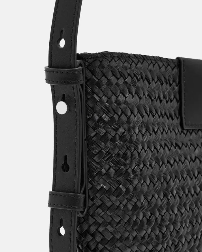 Ebro Straw Crossbody Bag Black Women AllSaints Accessories