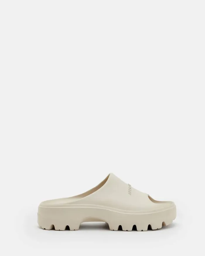 Eclipse Flatform Logo Slides Chalk White Women AllSaints Shoes and Boots