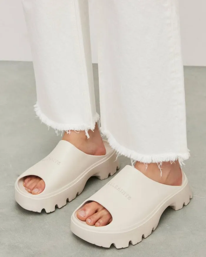Eclipse Flatform Logo Slides Chalk White Women AllSaints Shoes and Boots