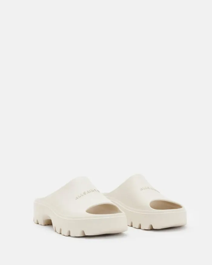 Eclipse Flatform Logo Slides Chalk White Women AllSaints Shoes and Boots