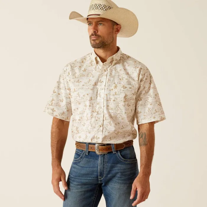 Edison Classic Fit Shirt Tan Men Ariat Button Down Shirts