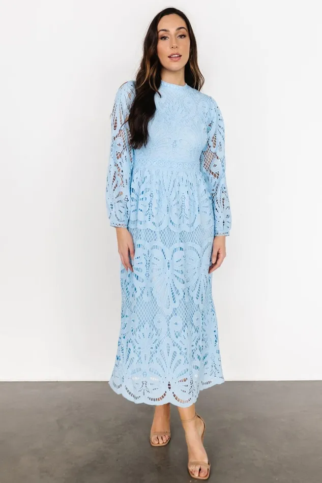 Eldora Lace Midi Dress Light Blue Women Baltic Born Wedding Guest