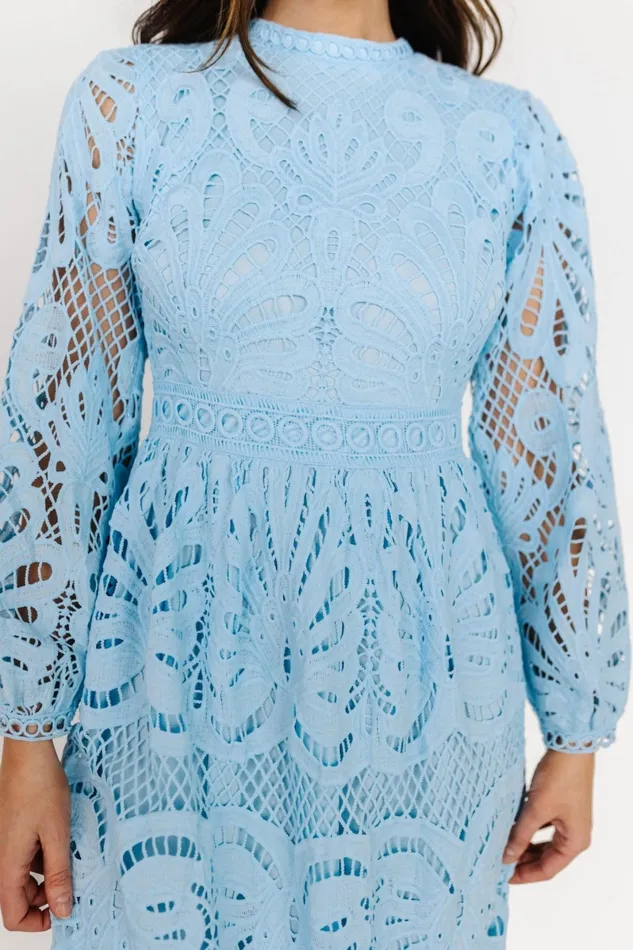 Eldora Lace Midi Dress Light Blue Women Baltic Born Wedding Guest Eldora Lace Midi Dress Light Blue Women Baltic Born Wedding Guest