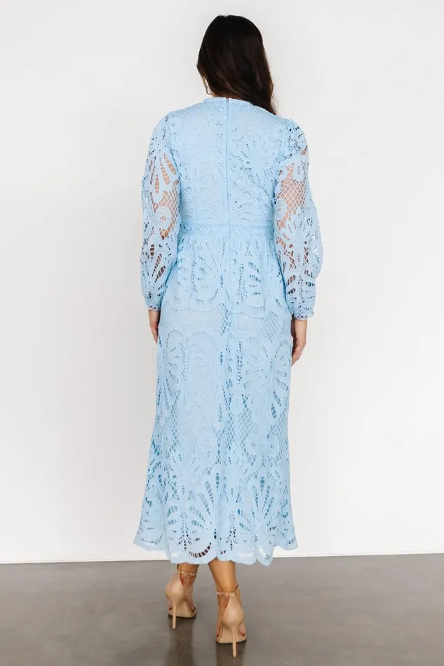 Eldora Lace Midi Dress Light Blue Women Baltic Born Wedding Guest Eldora Lace Midi Dress Light Blue Women Baltic Born Wedding Guest