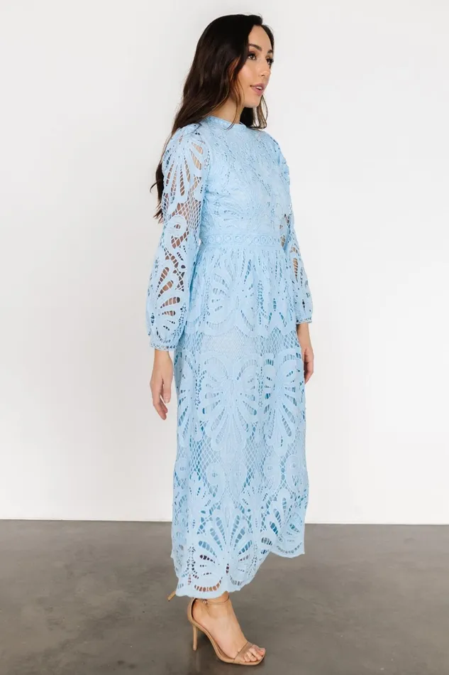 Eldora Lace Midi Dress Light Blue Women Baltic Born Wedding Guest Eldora Lace Midi Dress Light Blue Women Baltic Born Wedding Guest