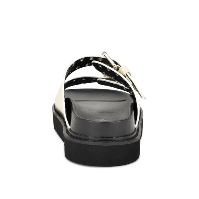 Eleny Buckle Slide Sandals Chic Cream Women Nine West Flats Eleny Buckle Slide Sandals Chic Cream Women Nine West Flats