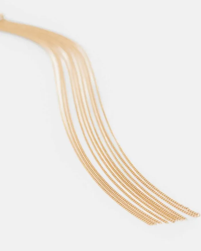 Eliza Gold Tone Long Fringed Earrings Warm Brass Women AllSaints Accessories Eliza Gold Tone Long Fringed Earrings Warm Brass Women AllSaints Accessories