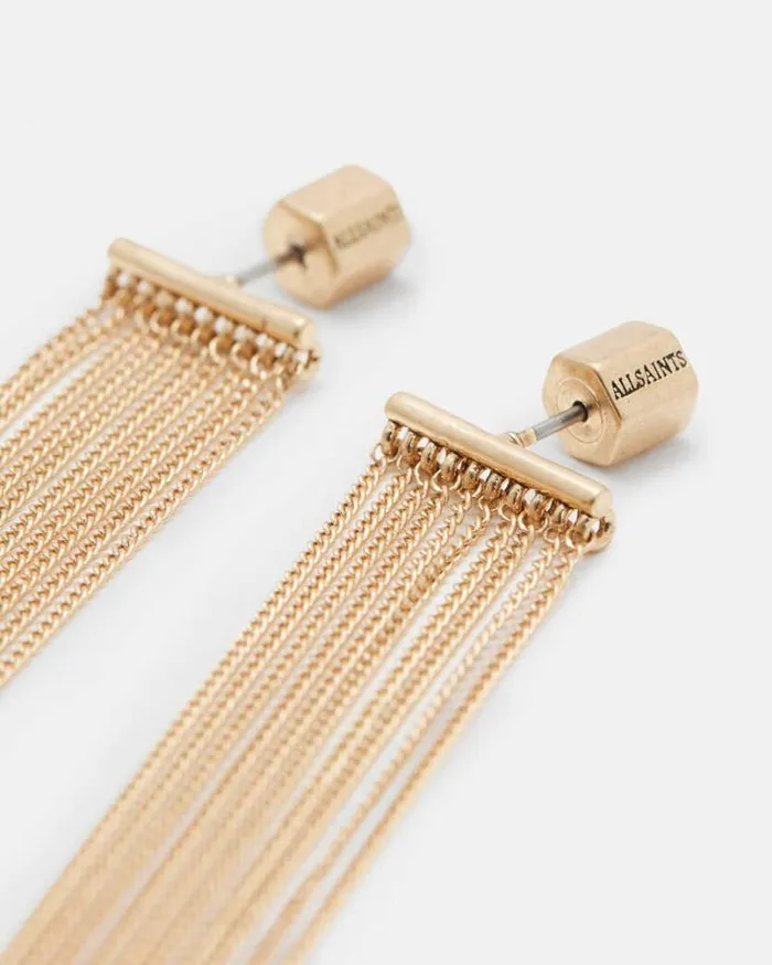 Eliza Gold Tone Long Fringed Earrings Warm Brass Women AllSaints Accessories Eliza Gold Tone Long Fringed Earrings Warm Brass Women AllSaints Accessories