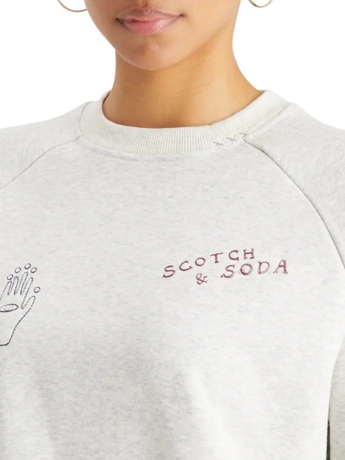 Embroidered Raglan Relaxed Fit Sweatshirt Light Grey Melange Women Scotch and Soda Sweatshirts and Hoodies Embroidered Raglan Relaxed Fit Sweatshirt Light Grey Melange Women Scotch and Soda Sweatshirts and Hoodies