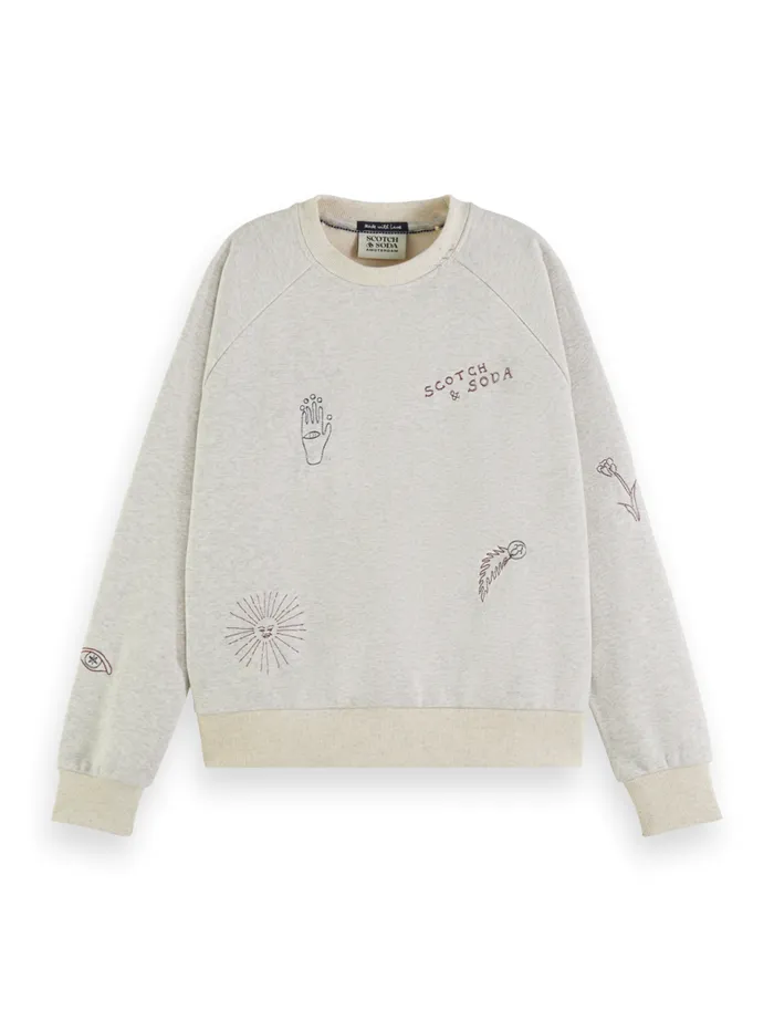 Embroidered Raglan Relaxed Fit Sweatshirt Light Grey Melange Women Scotch and Soda Sweatshirts and Hoodies Embroidered Raglan Relaxed Fit Sweatshirt Light Grey Melange Women Scotch and Soda Sweatshirts and Hoodies