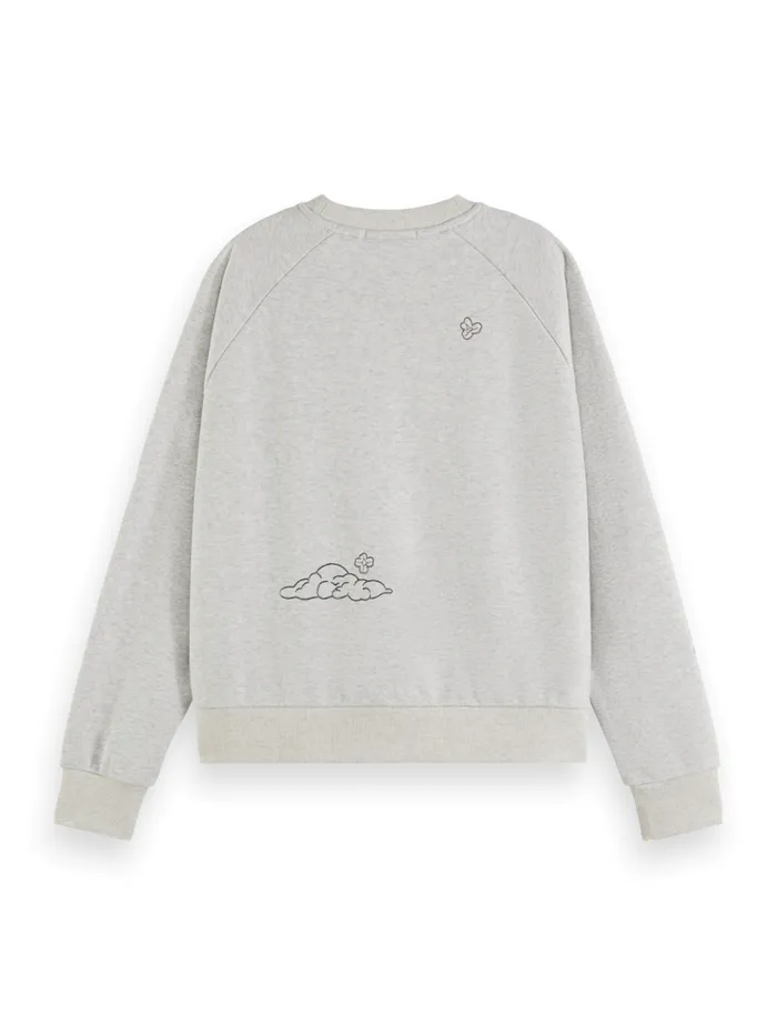 Embroidered Raglan Relaxed Fit Sweatshirt Light Grey Melange Women Scotch and Soda Sweatshirts and Hoodies Embroidered Raglan Relaxed Fit Sweatshirt Light Grey Melange Women Scotch and Soda Sweatshirts and Hoodies