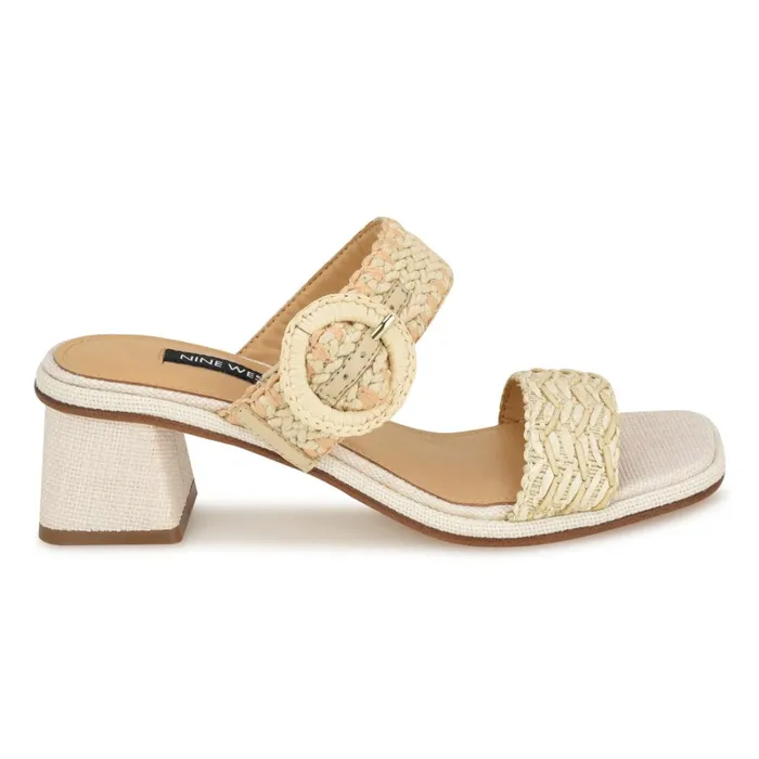 Emerey Woven Slide Sandals Natural Women Nine West Low Heel
