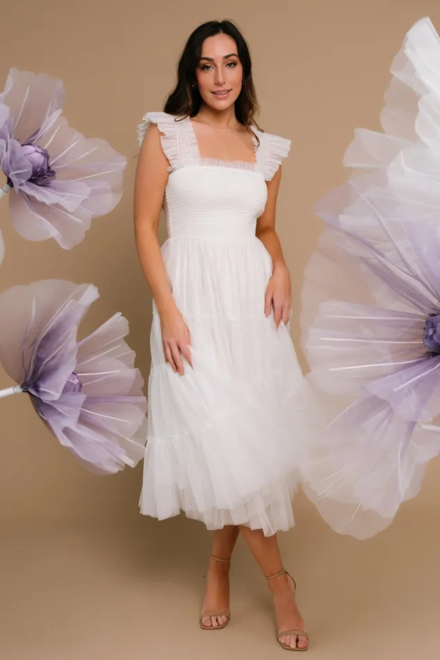 Emma Smocked Tulle Dress Off White Women Baltic Born Bridal
