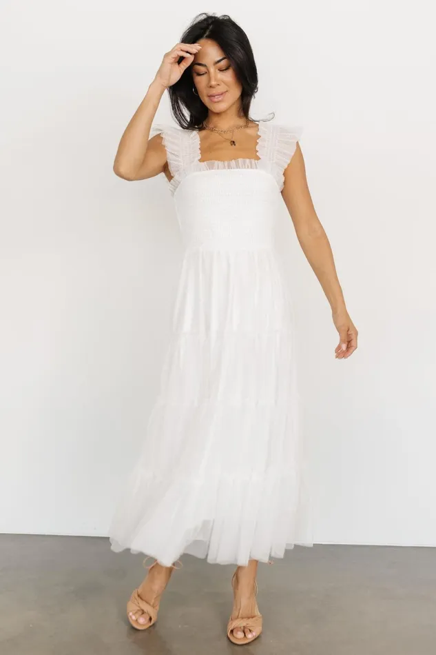 Emma Smocked Tulle Dress Off White Women Baltic Born Bridal Emma Smocked Tulle Dress Off White Women Baltic Born Bridal