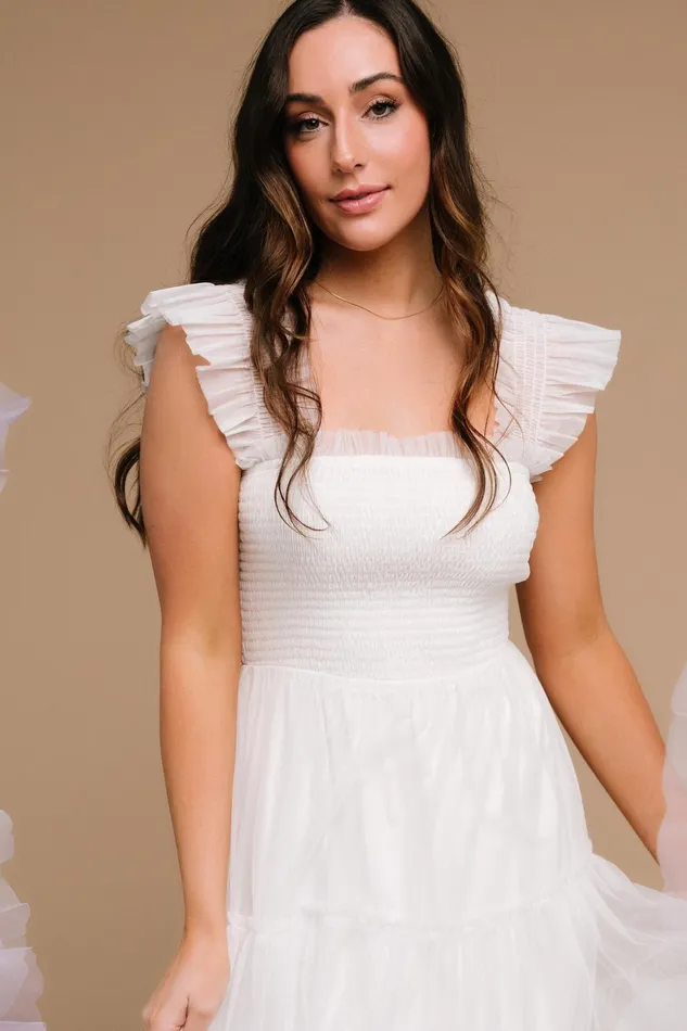Emma Smocked Tulle Dress Off White Women Baltic Born Bridal Emma Smocked Tulle Dress Off White Women Baltic Born Bridal