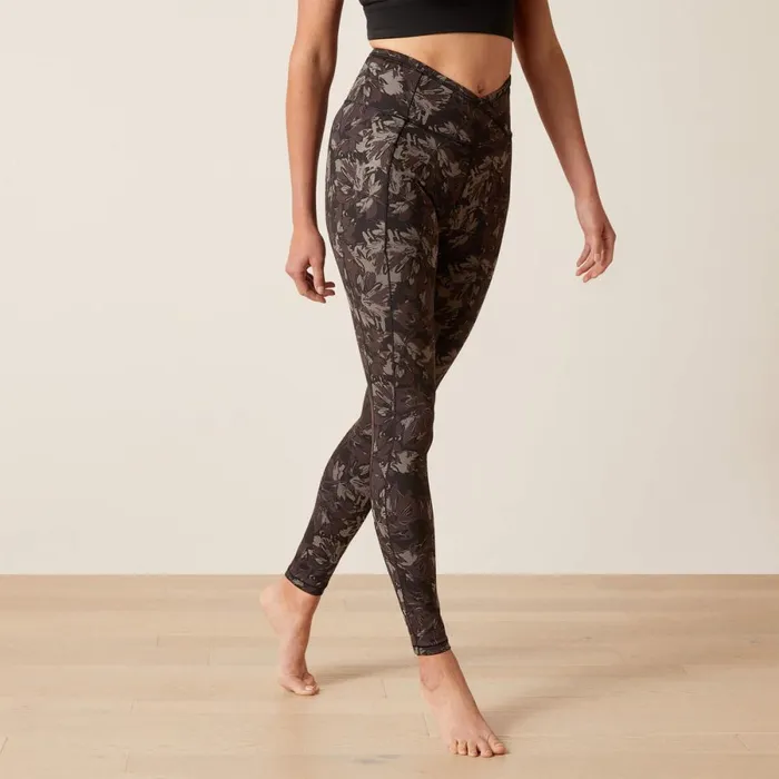 Eos Etch Half Grip Tight Exploded Black Floral Women Ariat Pants and Shorts